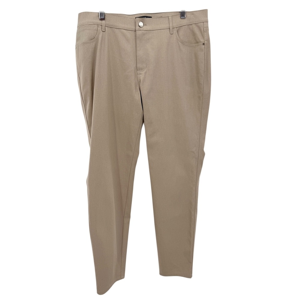 Lafayette 148 New York Mercer Tan Cotton Blend Slim Leg Pants Women 36X28 Office